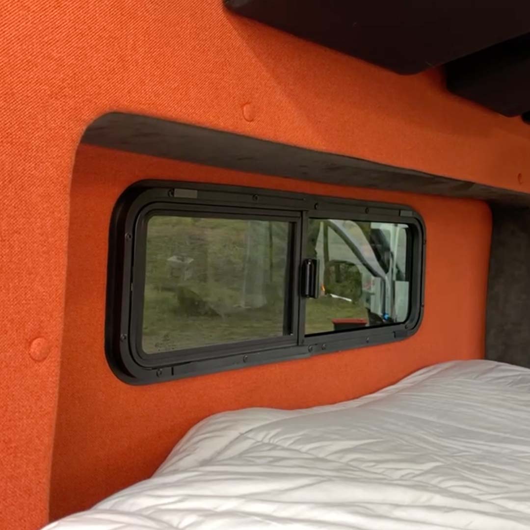 VanSlide sliding window for campervans and motorhomes with blind and mosquito net