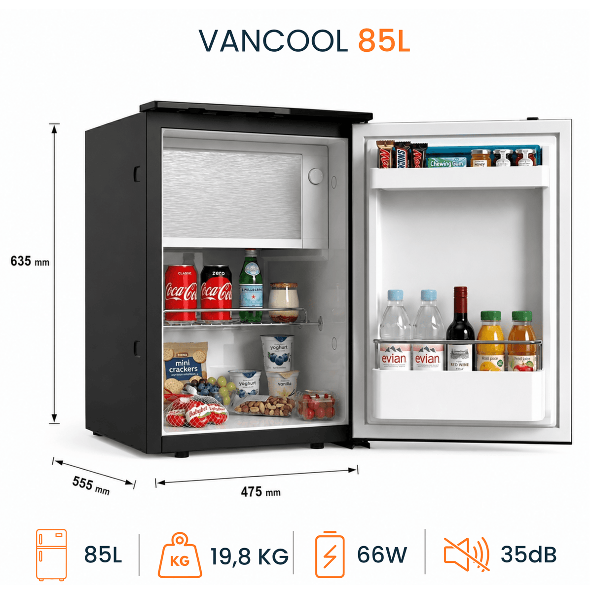 EuroVan 85L BCD - 12V compressor fridge for campervans and motorhomes
