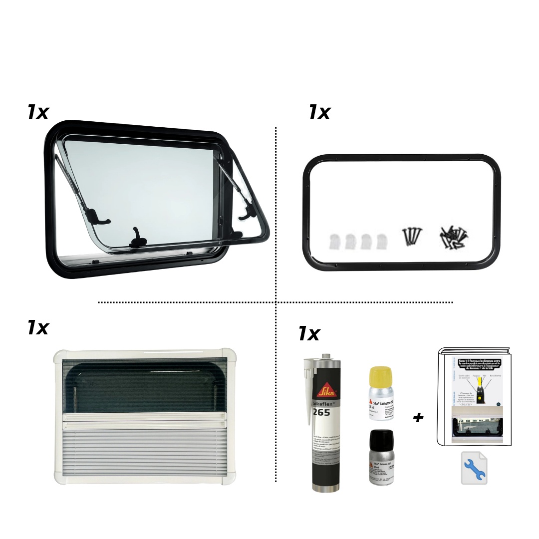 Pack VanLight Push Window 300 x 500 + Sikaflex - Campervan kit