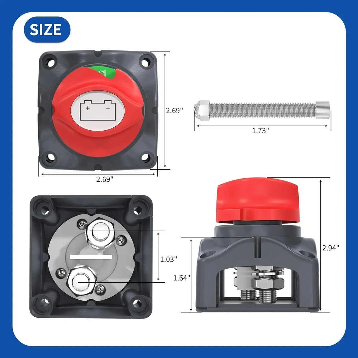Battery isolator switch 12–48V for campervans and motorhomes