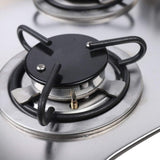 77 × 36 cm stainless steel sink and 2 gas burners unit, gas burner close-up