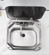 Stainless Steel Sink with Tempered Glass Cover 40x35