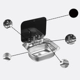 Stainless Steel Sink with Tempered Glass Cover 40x35