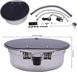 Round stainless steel sink Ø 42 cm, tap version: complete kit and dimensions