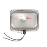 40 × 35 cm stainless steel sink, drain Ø 25 mm and flexible hoses underneath