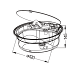 Round stainless steel sink Ø 42 cm, dimensions drawing: Ø 420 mm, 145 mm deep