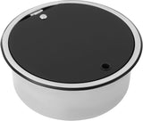 Round stainless steel sink Ø 30 cm with tempered glass cover closed