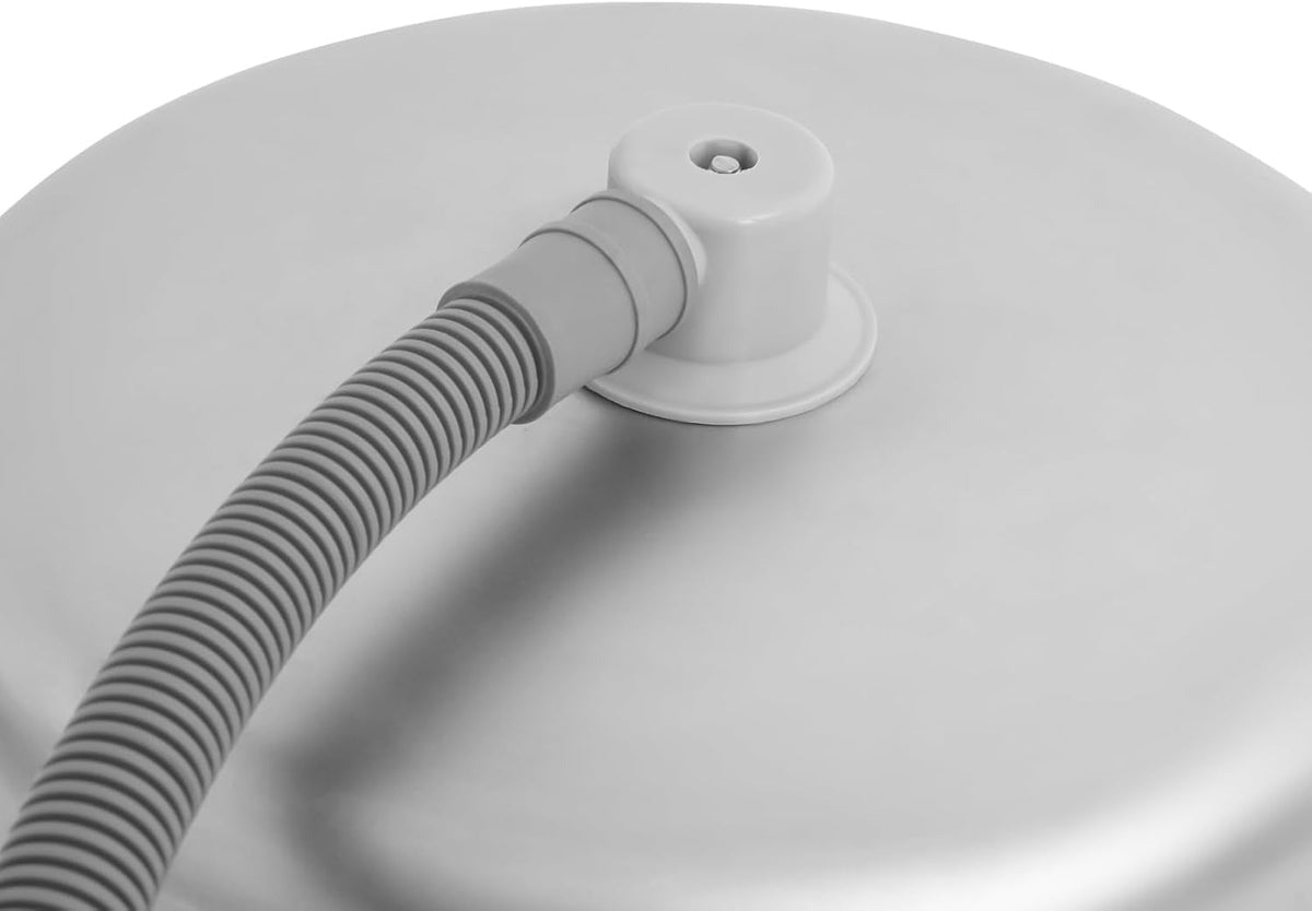 Round stainless steel sink Ø 30 cm, drain hose connection underneath