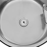 Round stainless steel sink Ø 30 cm, drain close-up