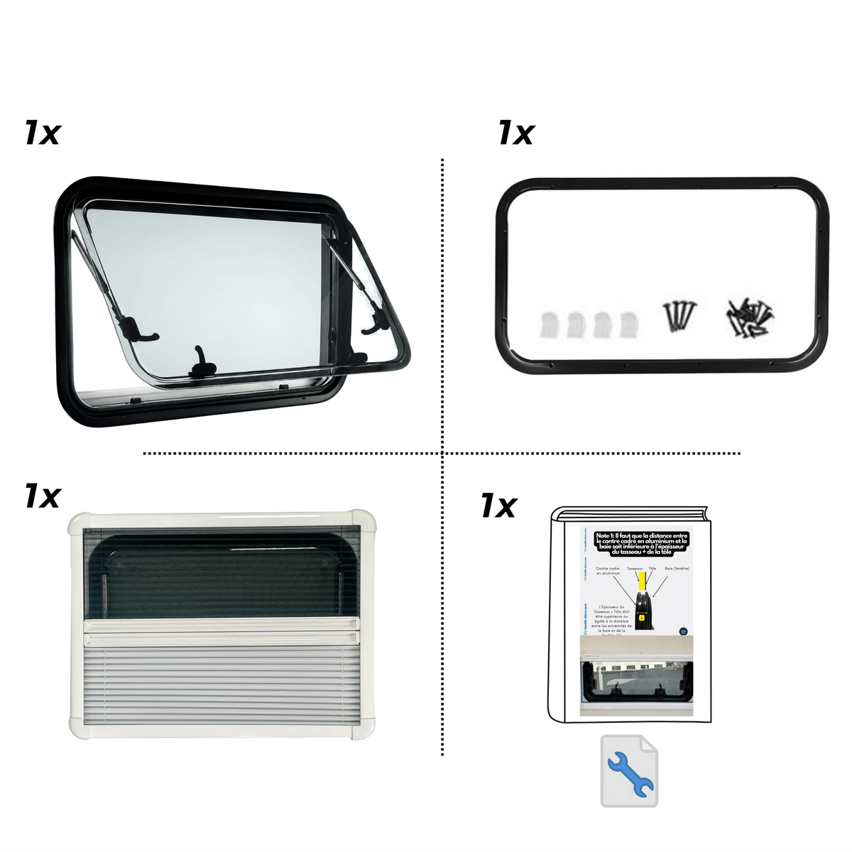 LIGHT window for campervans and motorhomes with blind and mosquito net