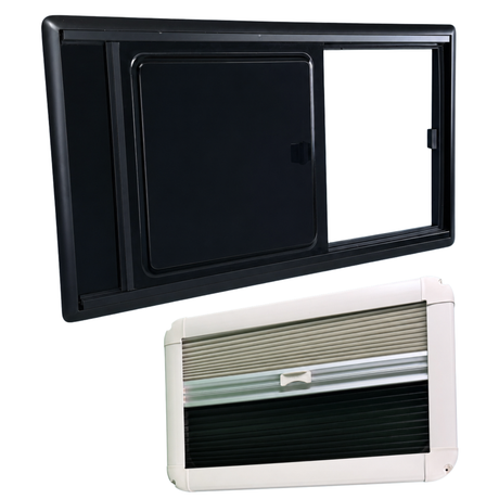 VanSlide Square sliding window with blackout blind and mosquito net for campervans and motorhomes