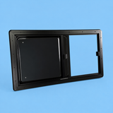 VanSlide Square sliding window, square corners and black aluminium frame