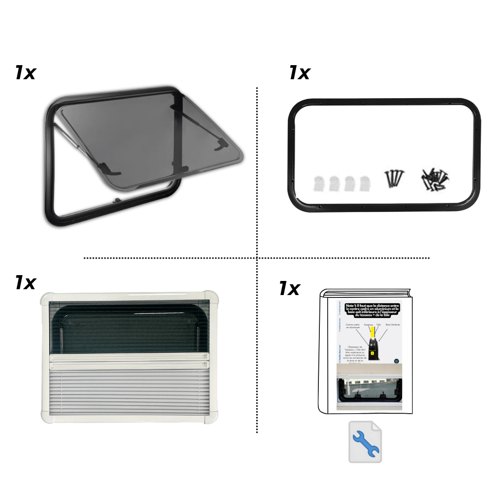 VanCurve campervan acrylic window with blind and mosquito net - view 6
