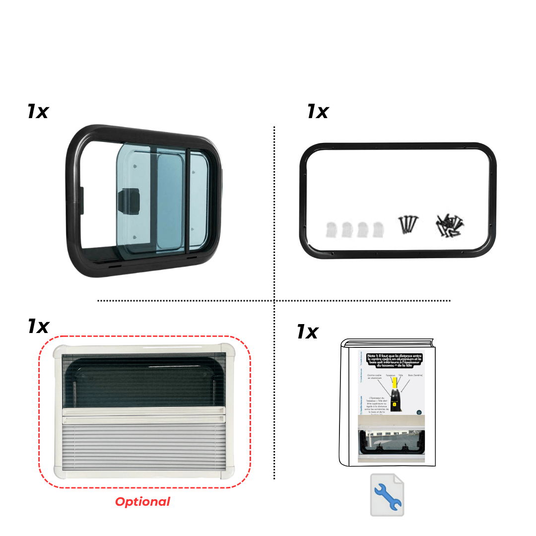 VanSlide+ campervan motorhome double glazed sliding window with blind and mosquito net - view 5