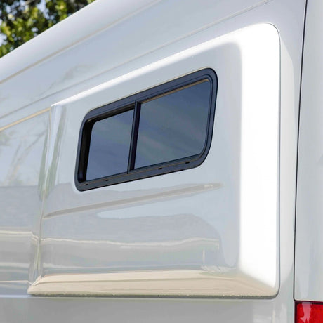 VanSlide sliding window for campervans and motorhomes with blind and mosquito net