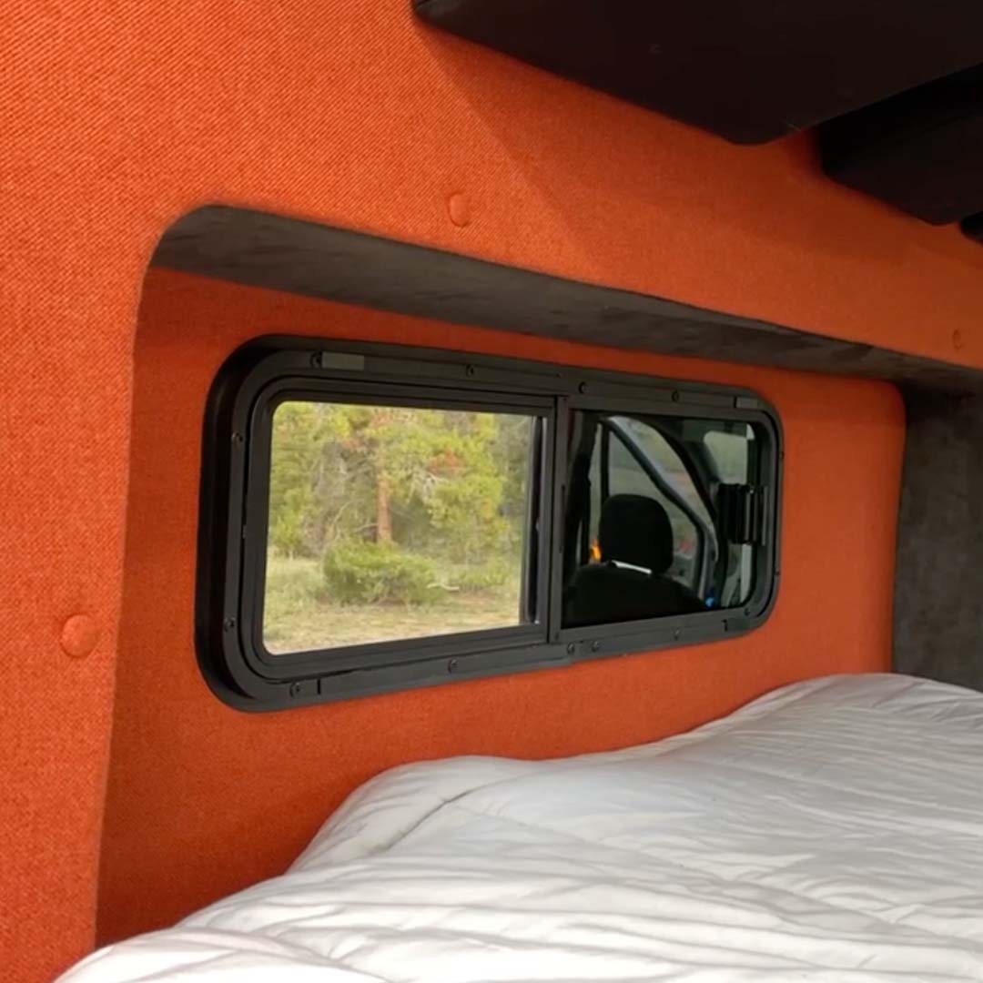 VanSlide sliding window for campervans and motorhomes with blind and mosquito net