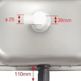 77 × 36 cm stainless steel sink and 2 gas burners unit, drain Ø 25 mm, 110 mm under the basin