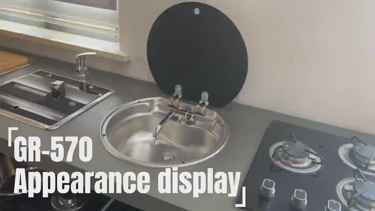 Round Stainless Steel Sink with Tap — Diameter 42 cm