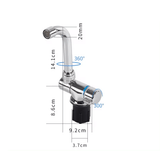 Folding stainless steel tap, dimensions and 360° swivel