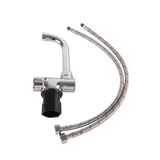 Folding stainless steel tap with flexible hoses