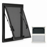 VanSquare vertical open window with interior blackout blind and mosquito net